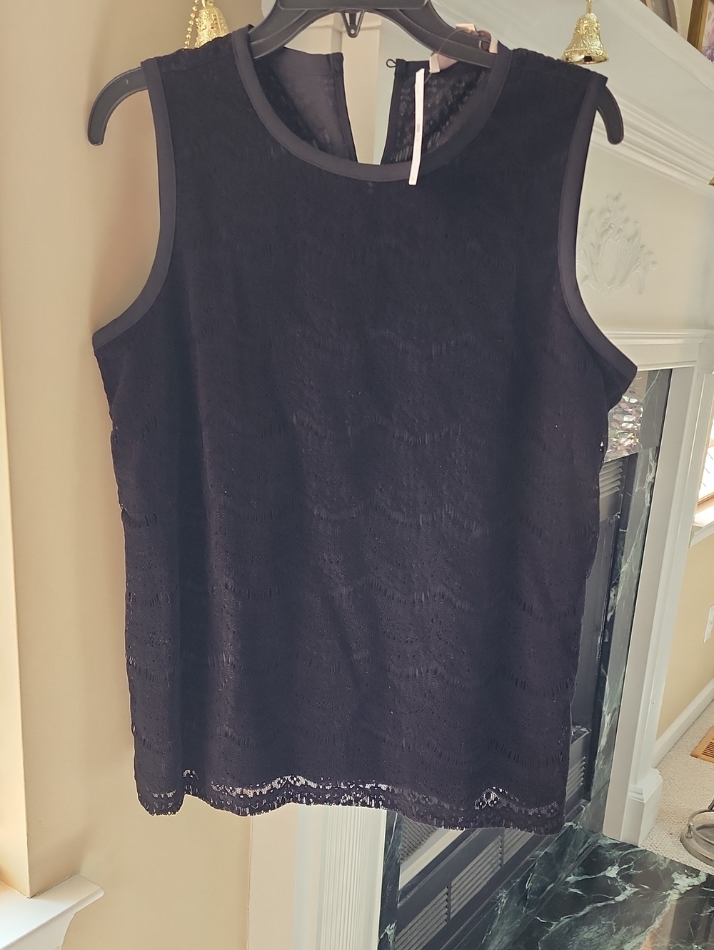 NWT LOFT Black Lace Sleeveless Velveteen Tank Sz M